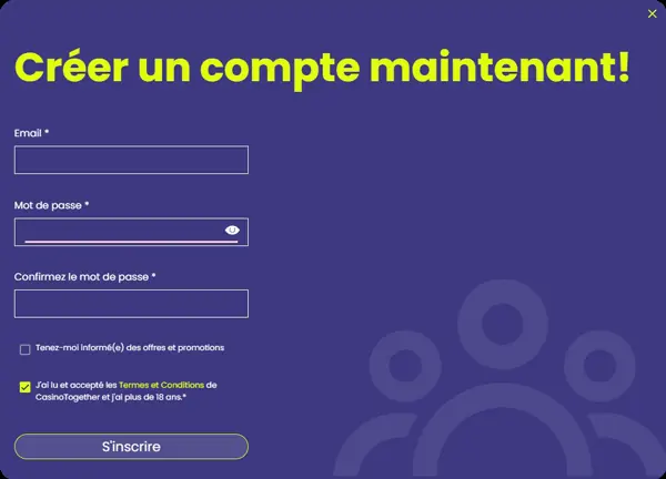 Formulaire d’inscription de CasinoTogether (2023)