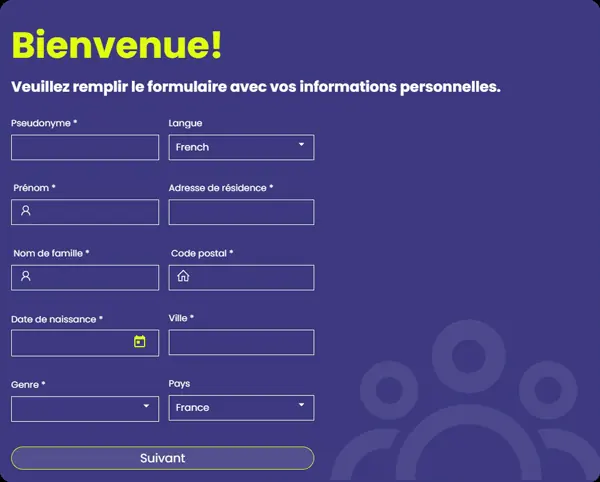 Étape des renseignements personnels chez CasinoTogether (2023)